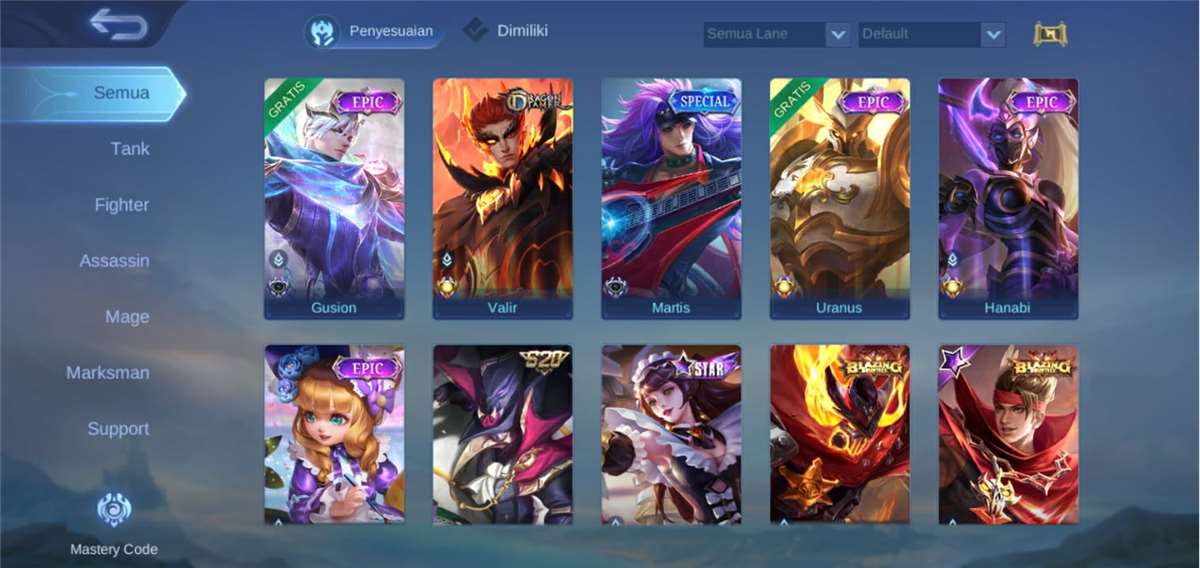 Penjualan akun permainan Mobile Legends